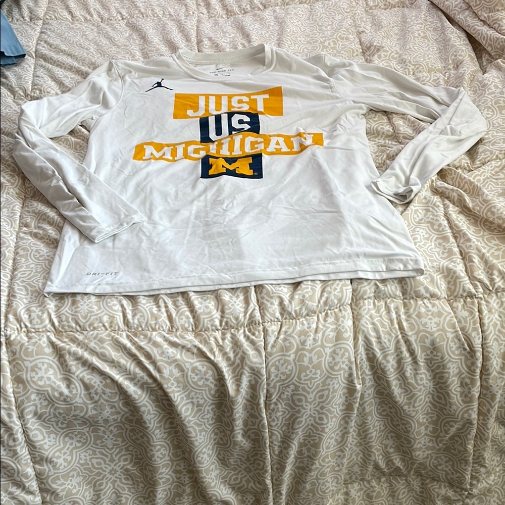 Jordan University of Michigan White Long Sleeve Shirt